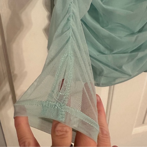 EUC—- OH POLLY TEAL CHAMBERY UNDERWIRE BARDOT MINI DRESS - US Size 2 SKU:114 - Picture 13 of 16